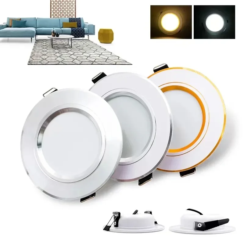 Dimmable LED recessed light 5W 9W 12W 15W 18W 220V embedded spotlight ring, indoor lighting