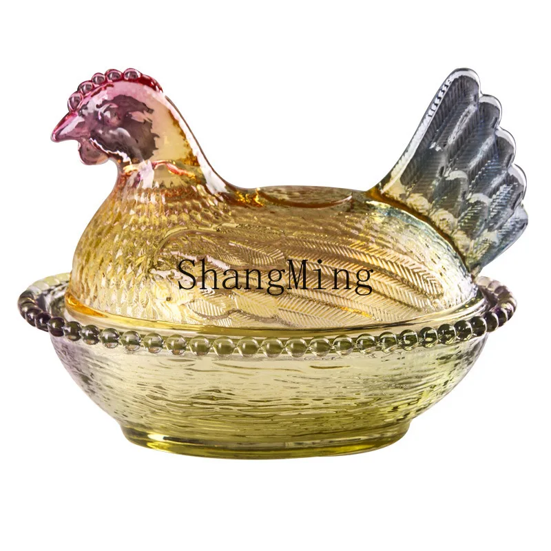 

PYH manufacturers wholesale glass storage tank creative glazed chicken candy jar household sugar tank snack jar