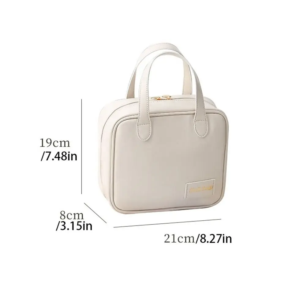 Borse per cosmetici portatili in pelle PU semplice borsa quadrata portatile piccola borsa per il trucco borsa da viaggio per articoli da toeletta