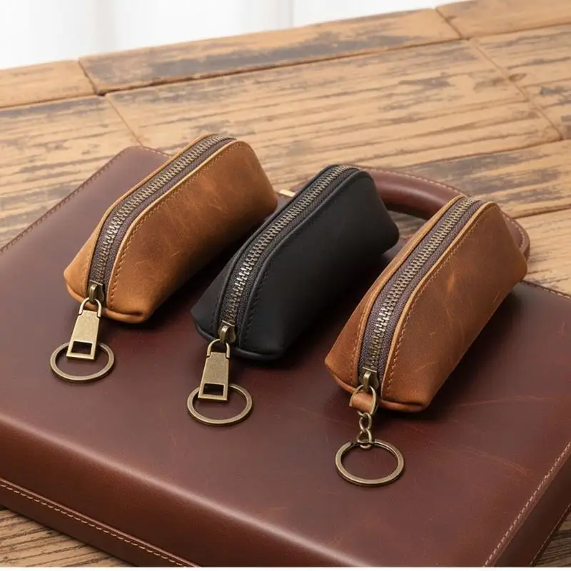 Women's Key Organizer Pouch Vintage Coin Purse Zipper Clutch Wallet Retro Credit Card Holder Card Case