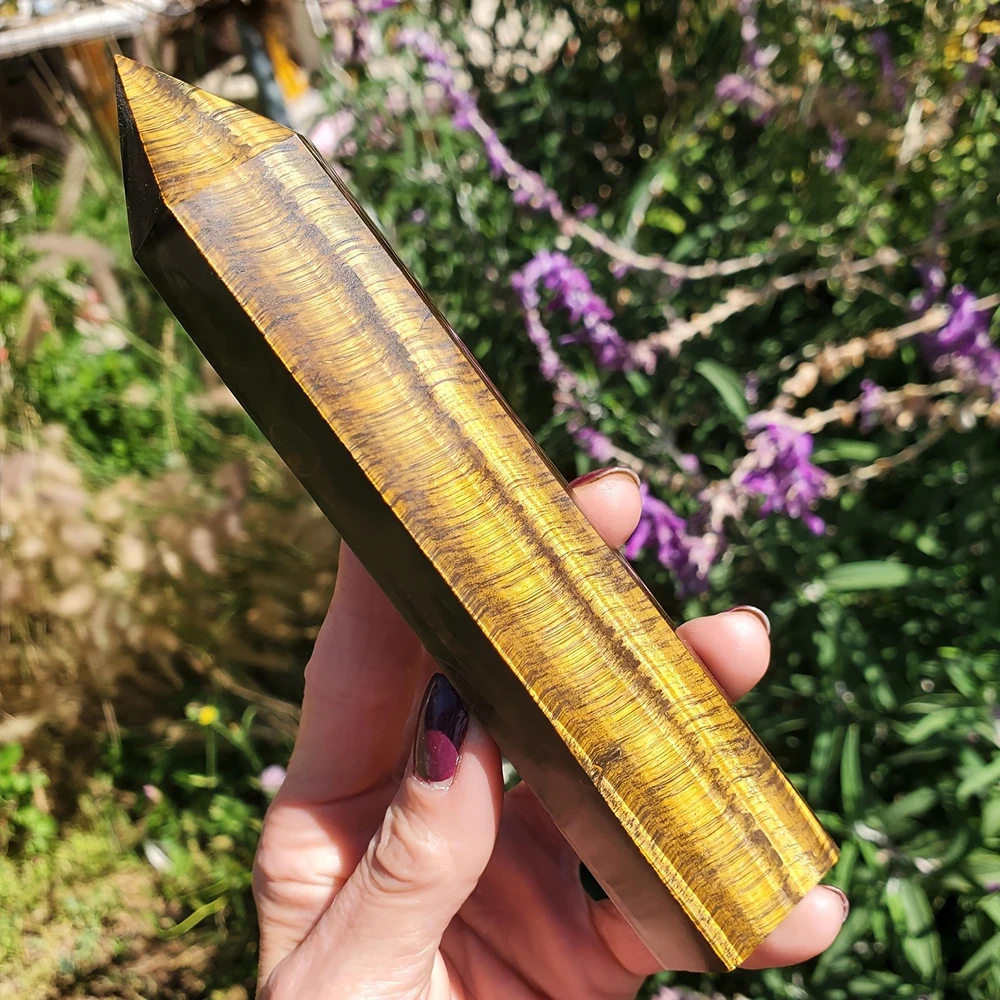 Natural Tiger Eye Stone Point Wand Rock Tower Obelisk Healing Crystal Feng Shui Meditation Home Decoration Stone Ornament 8-15cm