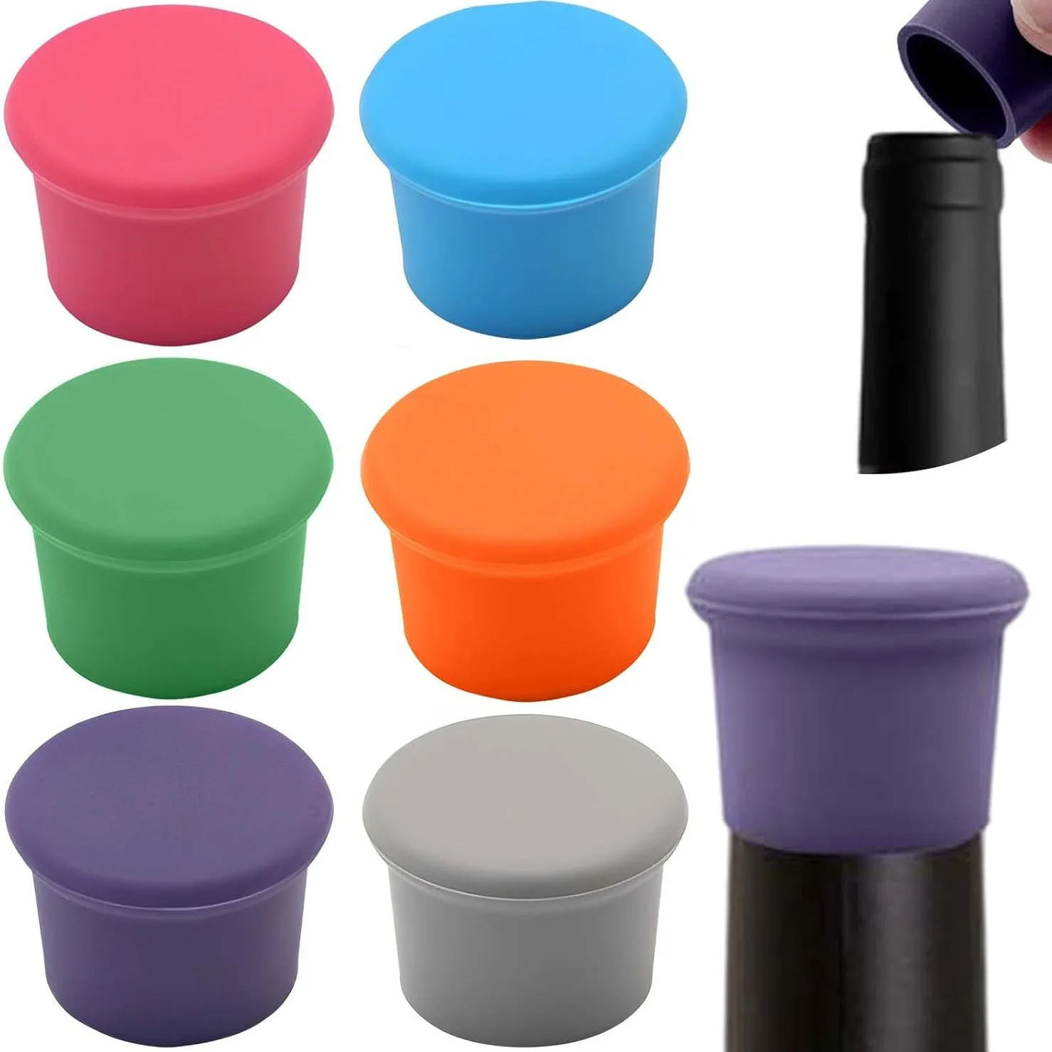 1000pcs Reusable Colorful Silicone Wine Beer Top Bottle Cap Stopper Drink Saver Sealer Beverage Home Kitchen Bar Tool