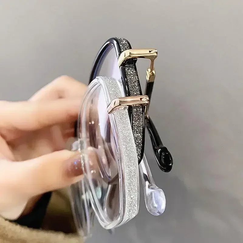 女性用スクエアメタルグリッターフレーム老眼鏡,光学式眼鏡,青色光,老眼,ファッショナブル