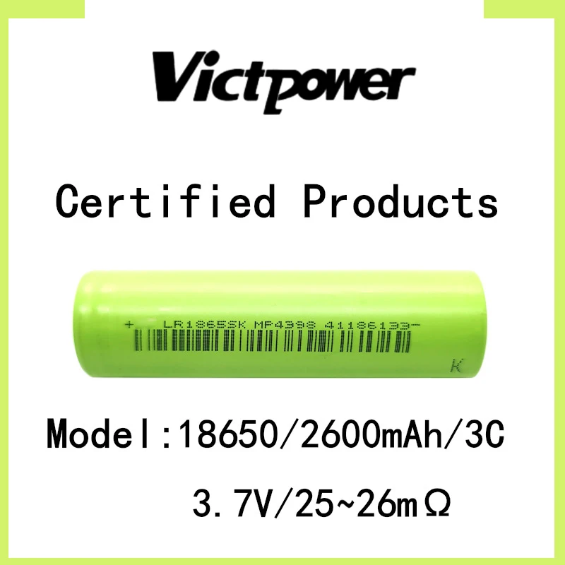 Victpower Grade A Real Capacity 18650 3.7V 2600mAh LI Ion Battery 3C 7.8A Discharge Rechargeable Cell for Electronic Bike FL ER