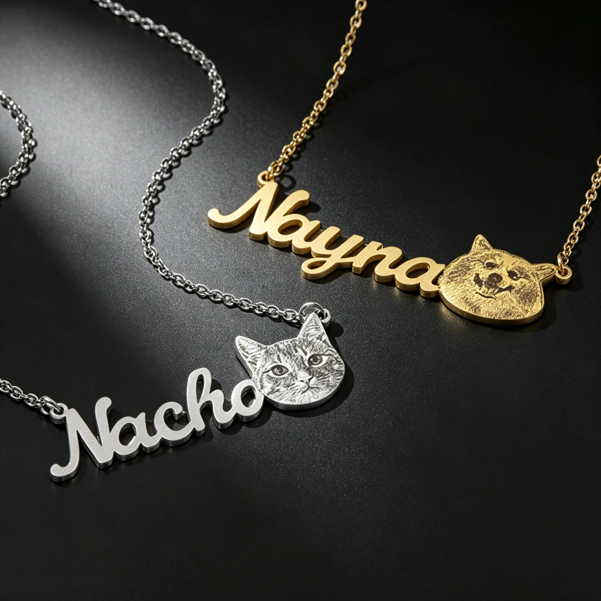 

Custom Pet Portrait Name Necklace Stainless Steel Personalized Line Art Pendant Fashion Jewelry Gift for Pet Lovers Anniversary