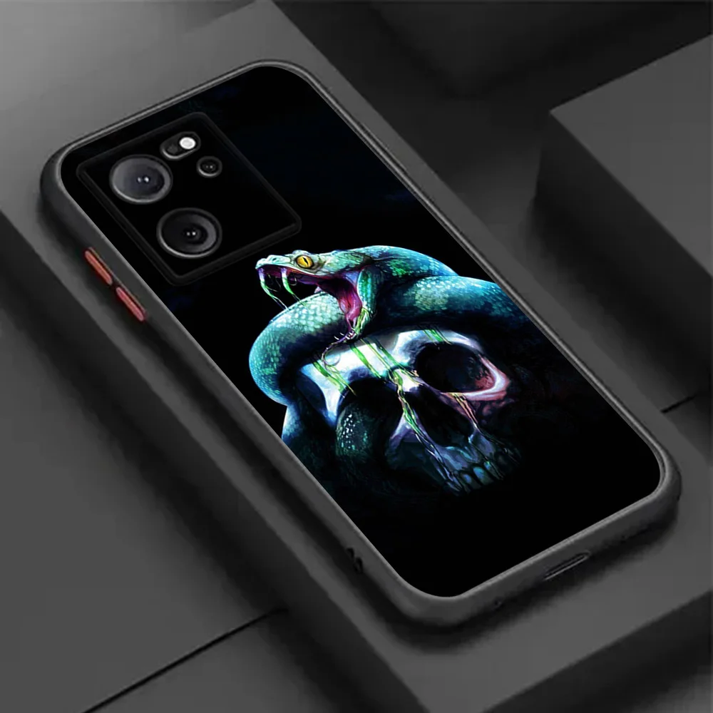 Translucent Phone Case For Redmi Note 11Pro 5G 12C 12S 13 11S Xiaomi 12 11 Lite 11T 12X 12T Snake Skin Print Matte Back Cover