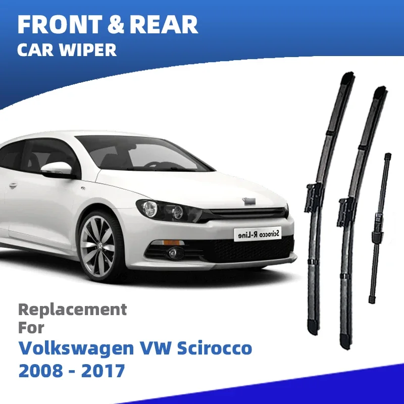 

LHD Front Rear Windshield Wiper Blades For Volkswagen VW Scirocco 2008 - 2017 R GTS 3pc Windscreen Window Brushes Accessories