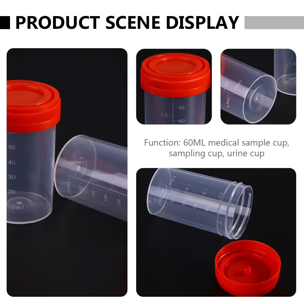 10 Pcs Urine Cups for Testing Sampling Liquid Sample Container Specimen with Lids