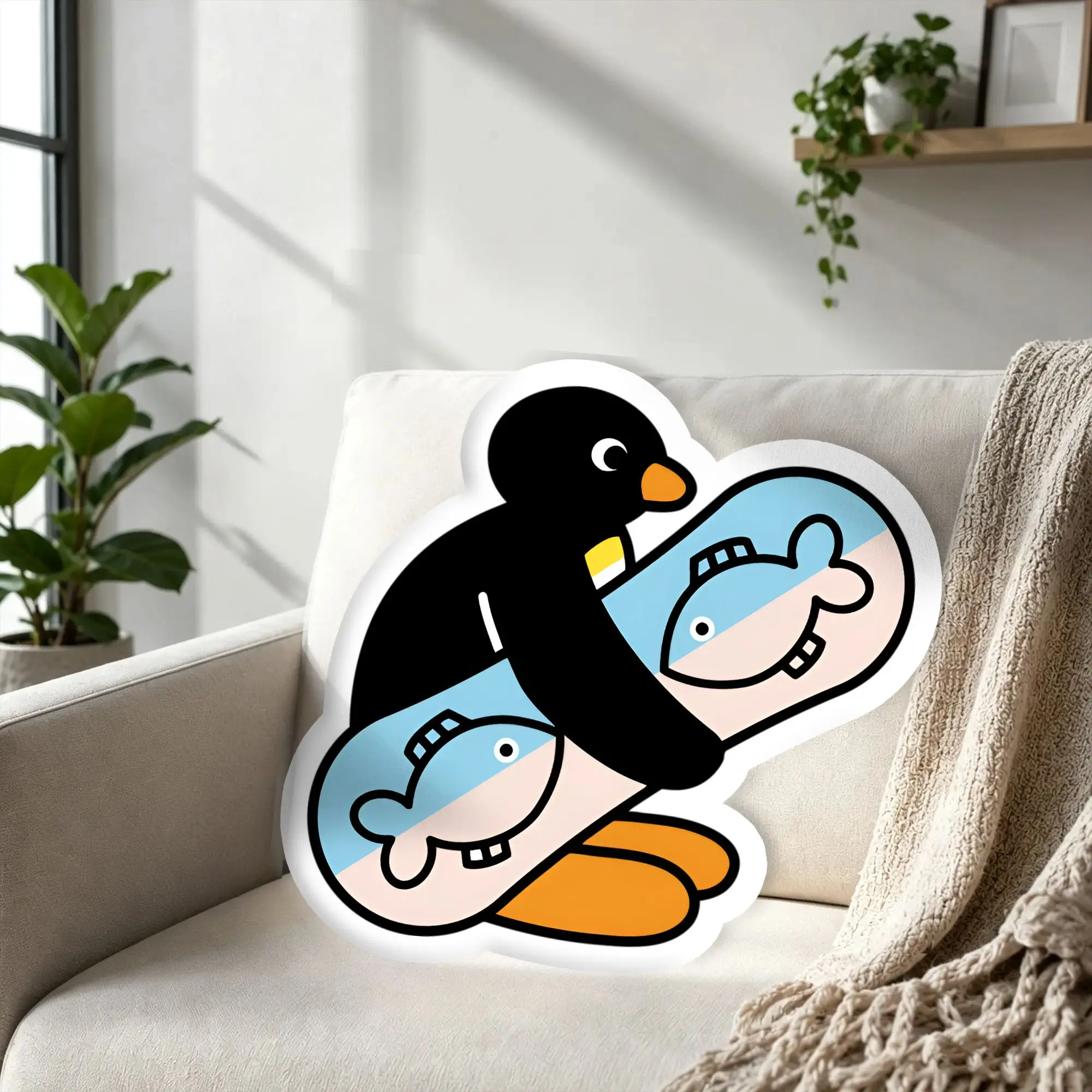 Custom Penguin Cartoon Manga Pillow Funny Modern Soft Cushion Personalized Pillows For Sofa