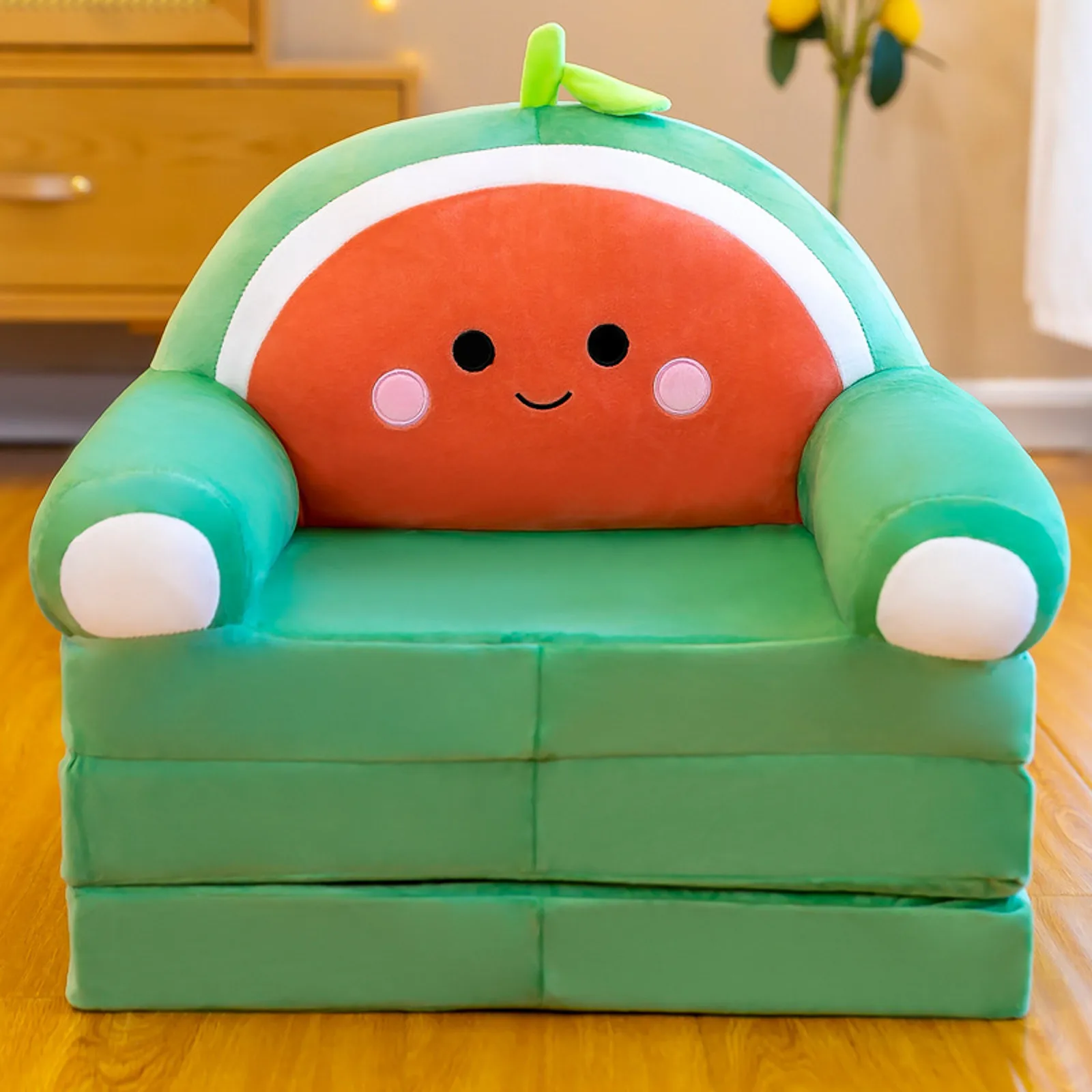 Cushion Plush Sofa Backrest Armchair 2 In 1 Foldable Sofa Cute Cartoon Lazy Sofa Flip Open Sofa Without Inner PP Cotton