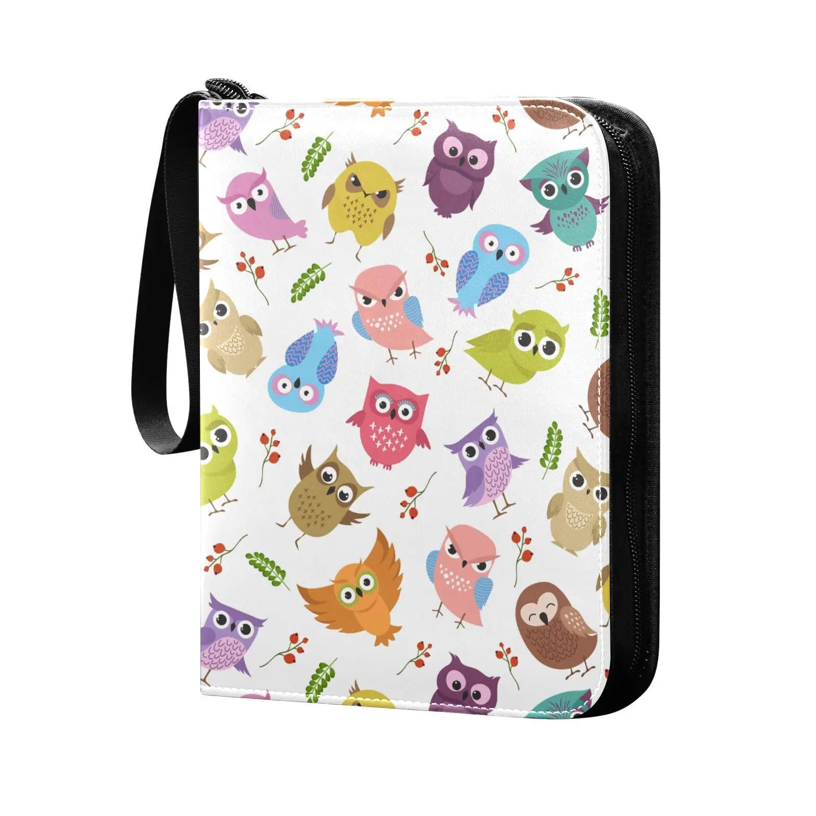 Retro Abstract Owl 4 Pocket Card Binder, 400 Double Sided Pocket Album for Sport Game Cards, Unique Card Collection Storage