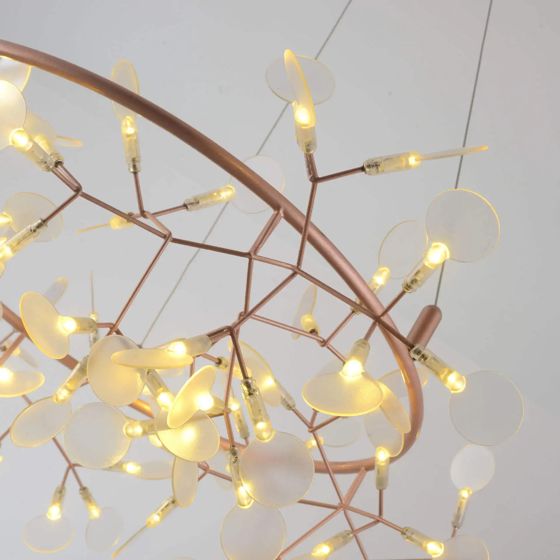Heracleum chandelier Firefly LED lamp Nordic rose gold Branch lamp Simple Hotel Villa Restaurant Living Room Romantic ring lamp