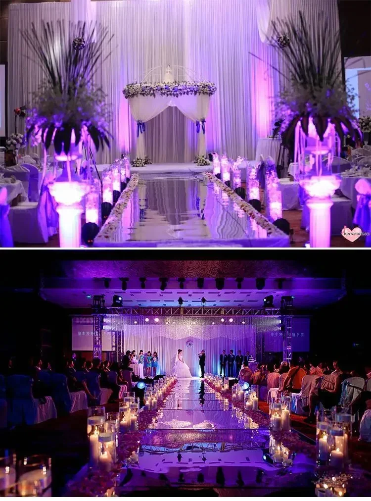 Luxury Wedding Centerpieces Mirror Carpet Aisle Runner 1M Wide For Wedding T Station Decoration White Gold Silver Purple Color