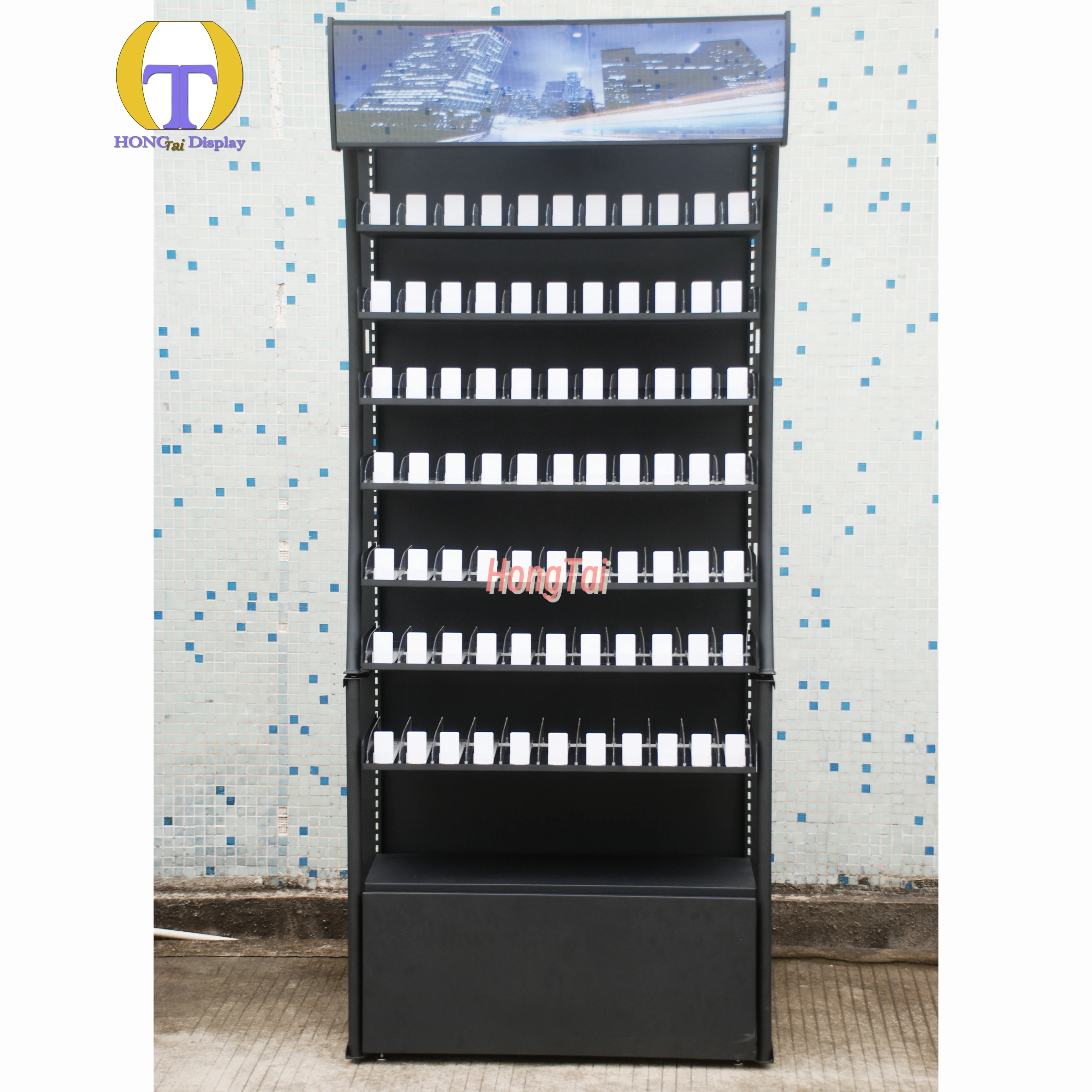 Custom.Wholesale Custom-Size Smoke Showcase with LED Lighting Adjustable Shelf and Pusher for Cigarette Shops Tobacco Display Ra
