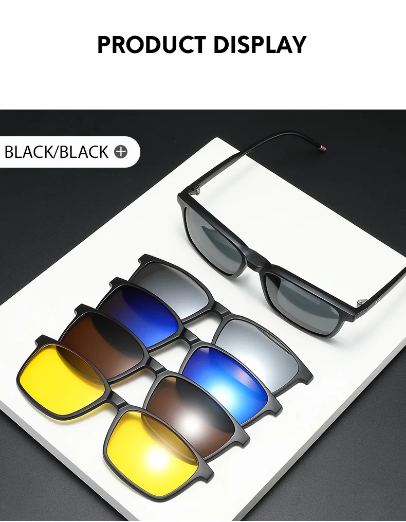 VCKA 5 Clips Magnet Sonnenbrille Objektiv Männer Myopie Fahren Gläser TR90 Rahmen Anpassen Rezept-0,5 ZU-6,0 Frauen brillen – Detail 7