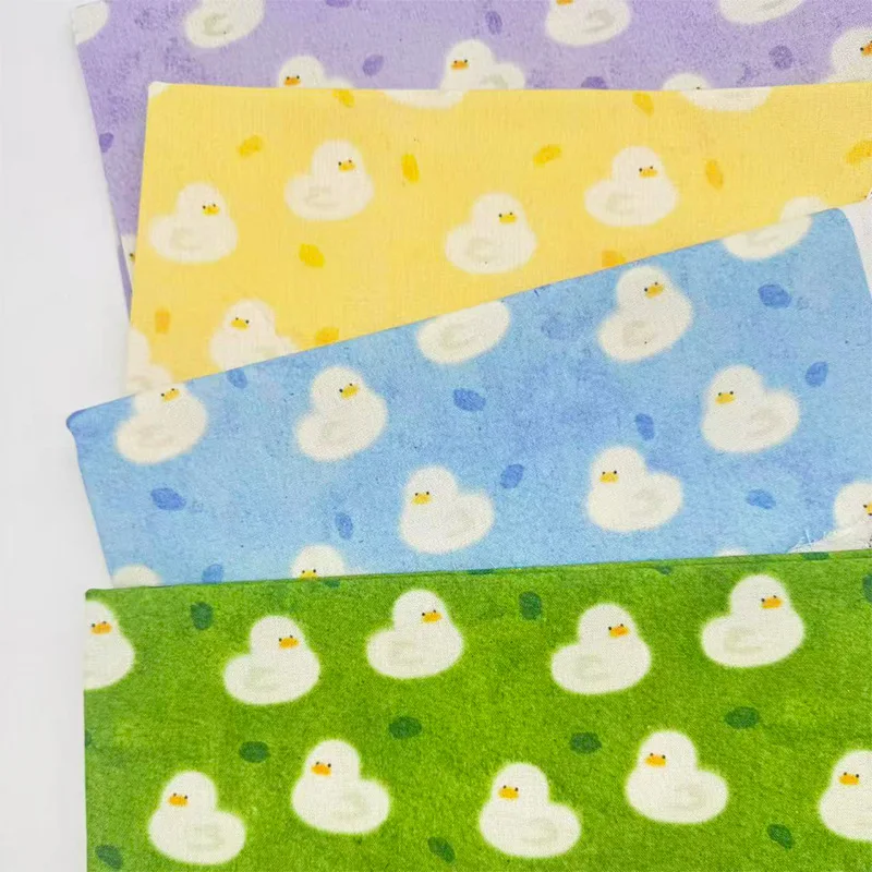 Encrypted Imitation Cotton Linen Fabric Watercolor Cartoon White Duck Printed Cloth for DIY Handmade Tablecloth,Curtain,Clothing