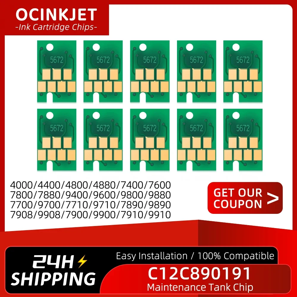 C12C890191 Maintenance Tank Chip For Epson 4800 4880 7600 7700 7800 7880 7890 7900 9600 9700 9800 9880 9890 9900 Waste Ink Tank