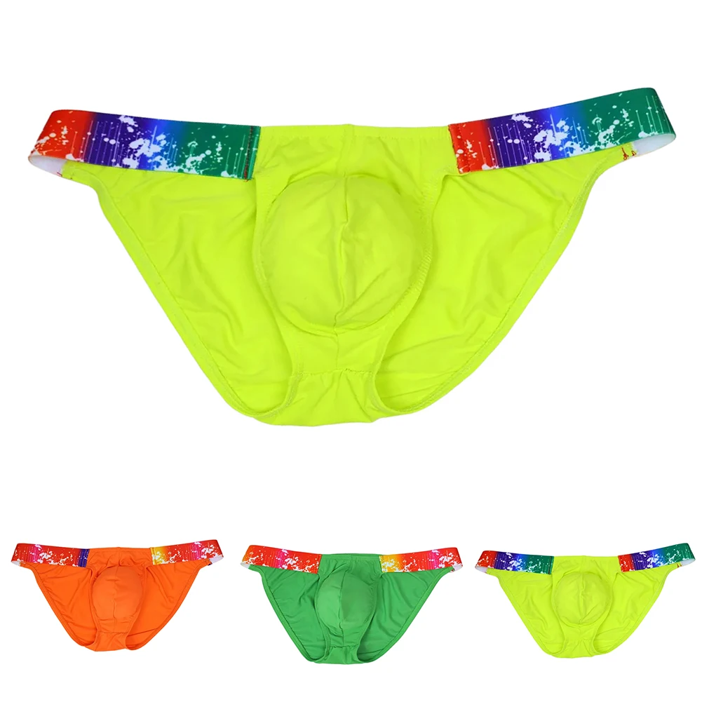 

Men Sexy Low Waist Briefs with Side Space Design for Rainbow Waist Underpants Polyester Spandex Stretch Underwear