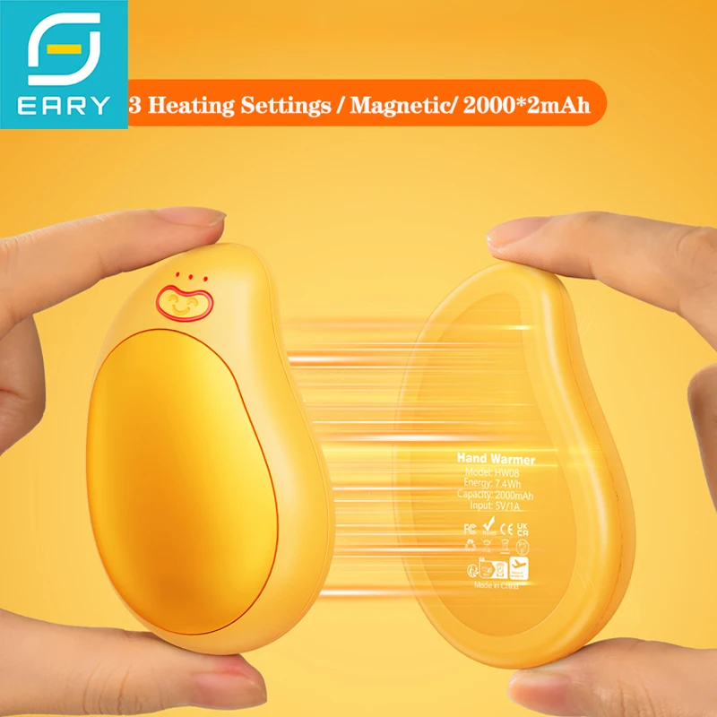 Eary 2000mAh * 2 قابلة للشحن تدفئة اليد المغناطيسي 3-إعدادات المانجو على شكل سخان كهربائي الشتاء هدايا عيد الميلاد لصديق النساء #1