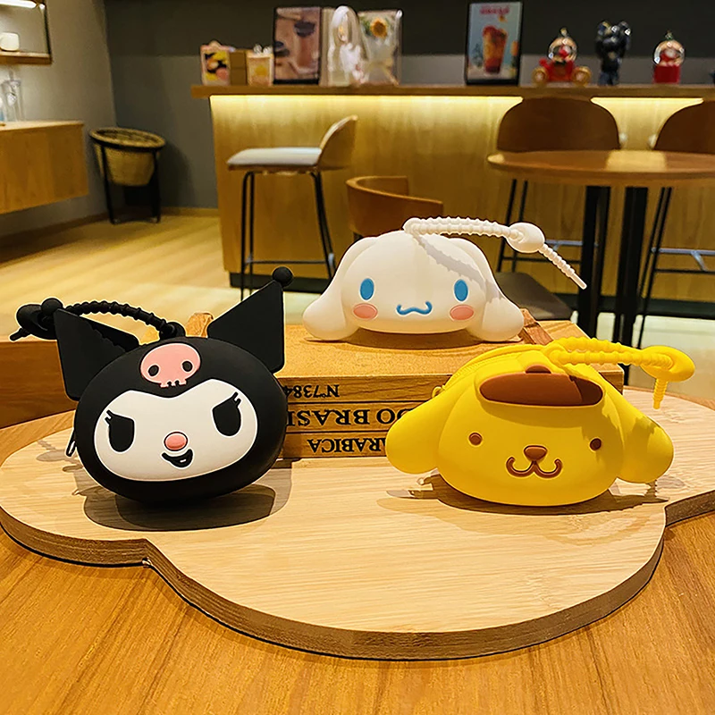 

Sanrio Silicone Coin Purses Storage Bag Pendant Keychains Pouch Female Cartoon School Bag Ornament Mymelody Purin Wallet Keyring