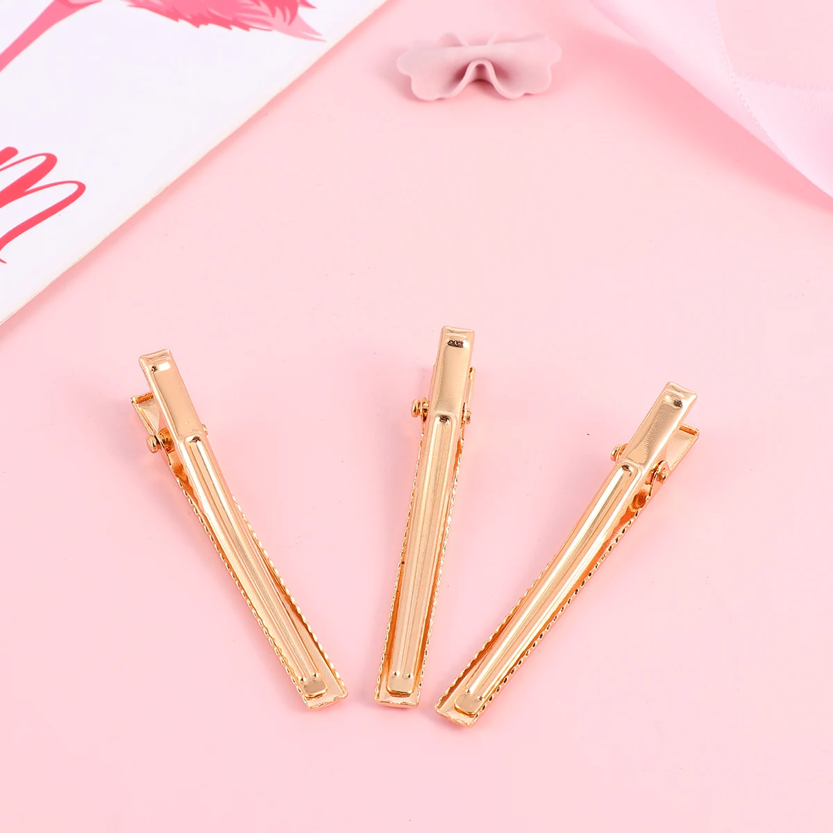 

3pcs Golden Hair Clips Durable Alloy Women Hair Accessories Flat Barrettes Styling Decorative Travel Outing