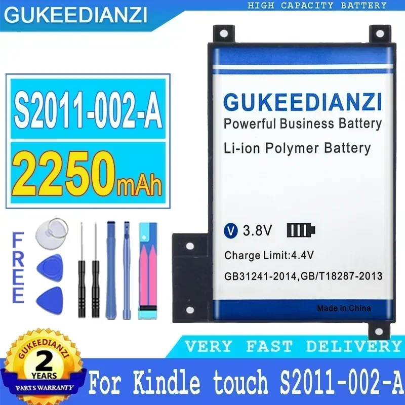 Rechargeable Portable Battery For Amazon Kindle Touch, S2011-002-A DR-A014, S2011-002-S, 170-1056-00, D01200, 2250mAh Batteries