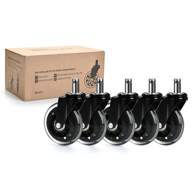 

3 inch swivel castor Rubber Safe Rollers Replacement wheel 10 mm/11mm office chair wheels 5 pcs rotating caster for furniture