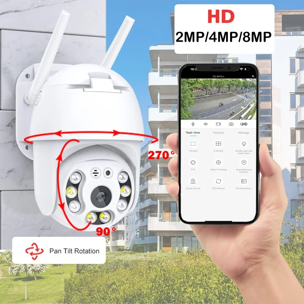 Imagem -03 - Câmera de Segurança do Cartão Sim ao ar Livre 8mp 4g Wifi Ptz Câmeras de Vigilância Cctv H.265 Velocidade Dome Auto Tracking Icsee Alexa 4mp