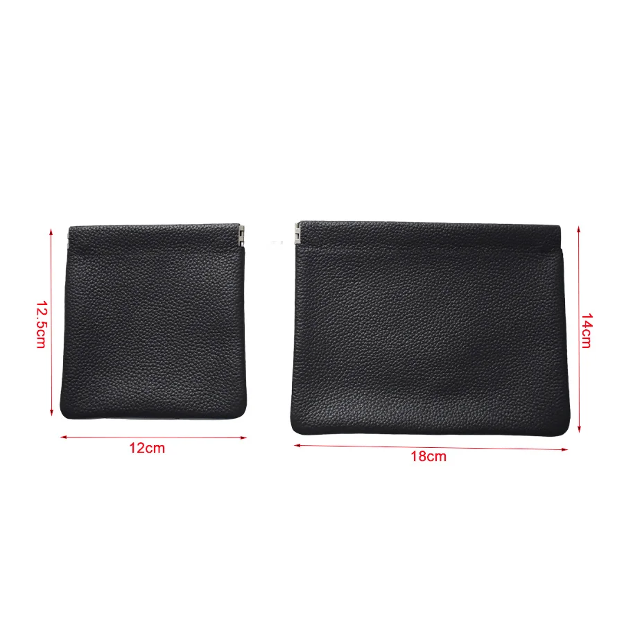 Self-Closing Genuine Leather Wallet Passport Driver's License ID Holder Headphone Data Cable Storage Cash Pouch Cosmetic bag