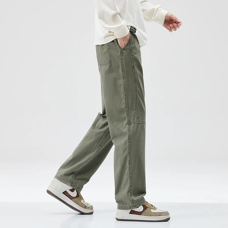 American Style High Quality Cotton Cargo Pants 2024 Spring Fashion Street Casual Youth Loose Straight Wide Leg Trousers