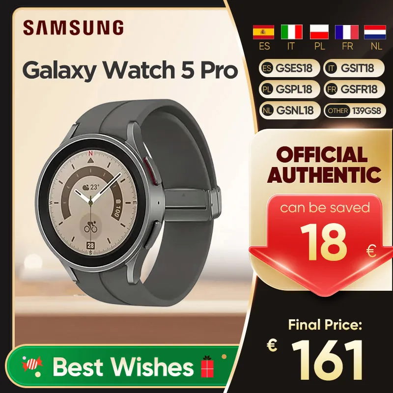 Samsung-Smartwatch Galaxy 5 Pro, R920, 16 Go, Dean 1.4, écran AMOLED, moniteur de santé, Bluetooth,