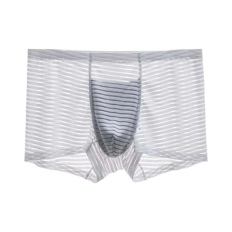 3 قطع ملابس داخلية رجالية شبكية مضادة للبكتيريا، سراويل رجالية بدون خياطة بأربعة زوايا من الحرير الجليدي، رفيعة بدون خياطة صيفية قابلة للتنفس بزاوية مسطحة