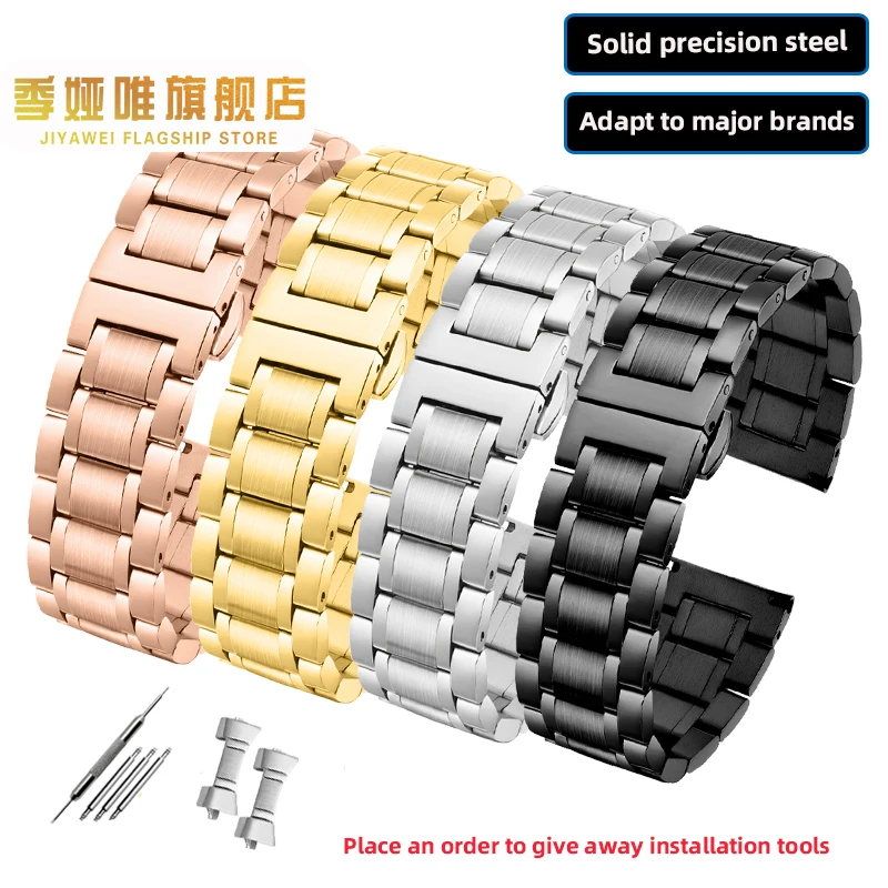 Correa de metal para reloj inteligente, pulsera para HUAWEI, Samsung Galaxy, TISSOT, Seiko, Omega, MIdo, 16mm, 17mm, 18mm, 19mm, 20mm, 21mm, 22mm,