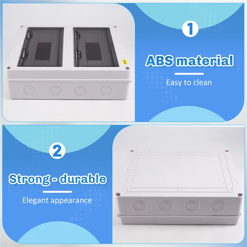 ABRS-HT-24Way IP65 صندوق توصيل كهربائي خارجي مقاوم للماء - توزيع بلاستيك 24 اتجاه لقواطع الدائرة
