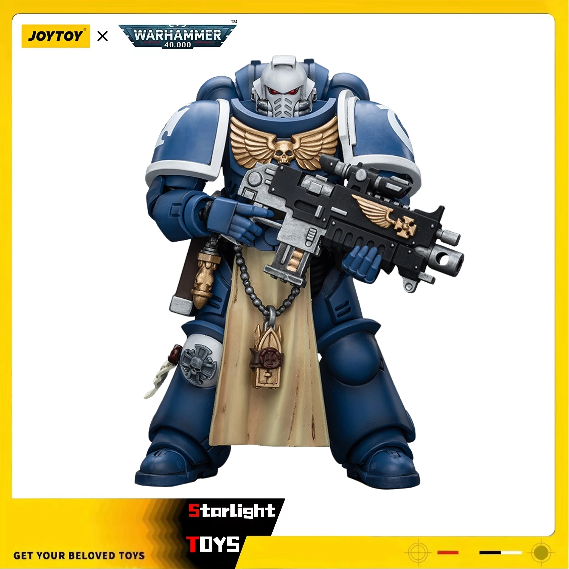 

JOYTOY 1/18 Action Figure Warhammer 40K Ultramarines Sternguard Veteran with Bolt Rifle Model Toy Doll