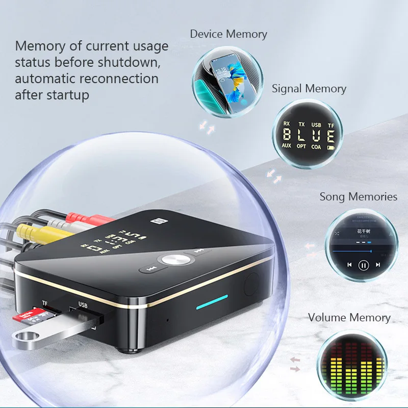 بلوتوث 5.0 استقبال الارسال FM ستيريو AUX 3.5 مللي متر جاك RCA البصرية يدوي دعوة NFC اللاسلكية محول الصوت التلفزيون مكبر صوت للسيارة #6