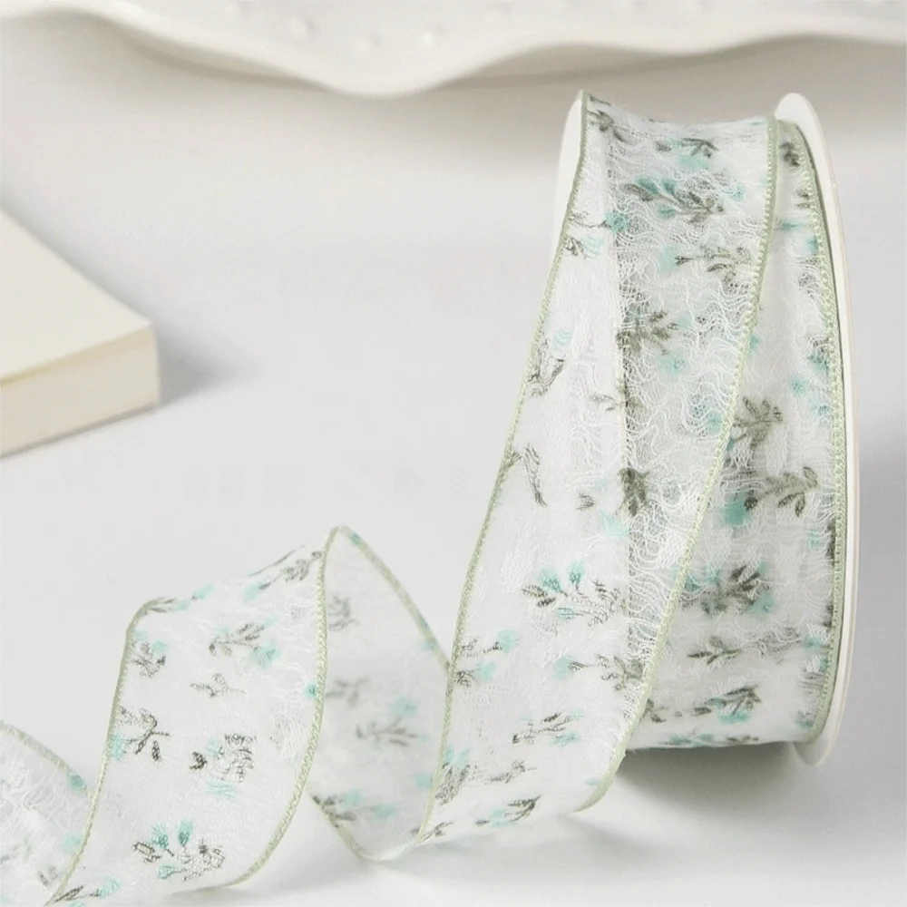 2.5cm/4cm Floral Fishnet Lace Trim Gift Wrapping 10 Yards Floral Lace Ribbon Flowers Bouquet Packaging Lace Ribbon Tape