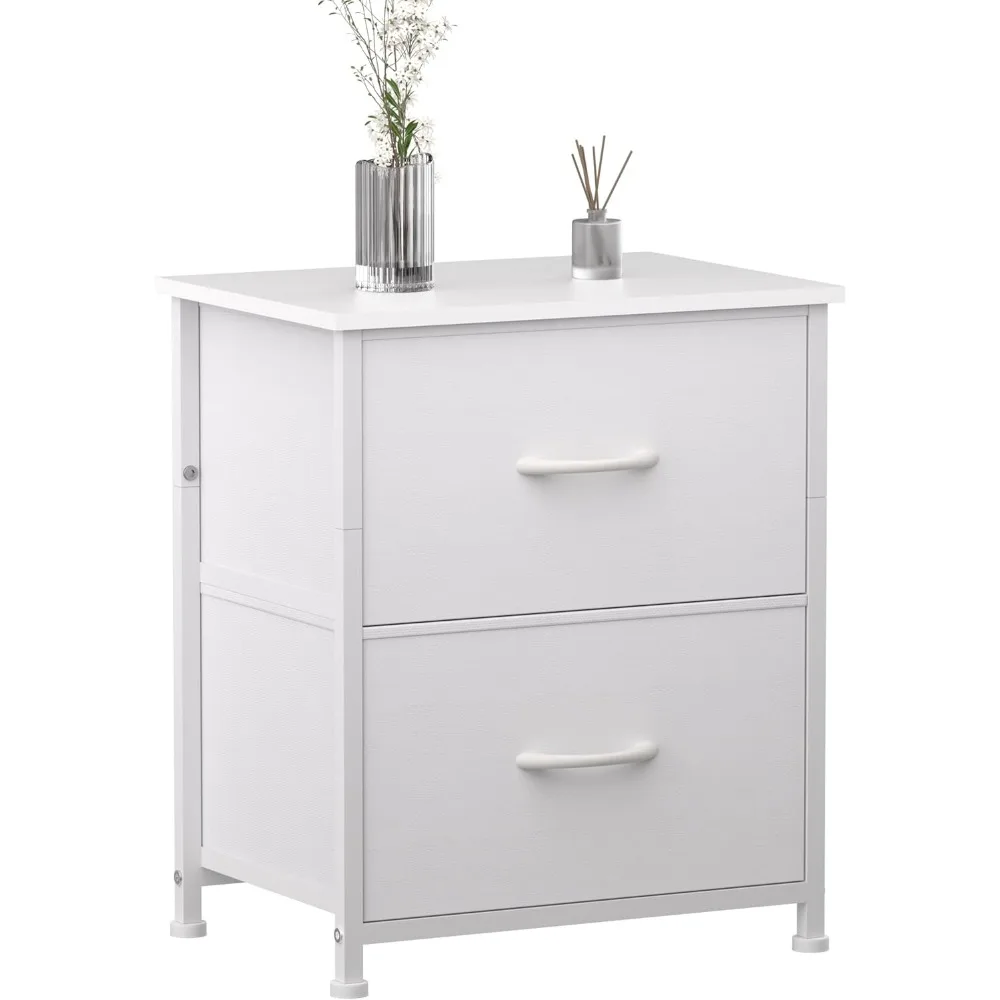 

Nightstand with Drawer, 2 Drawers Dresser for Bedroom, Small Night Stand and Dressers Sets with 2 Fabric Drawers, Mini Dressers