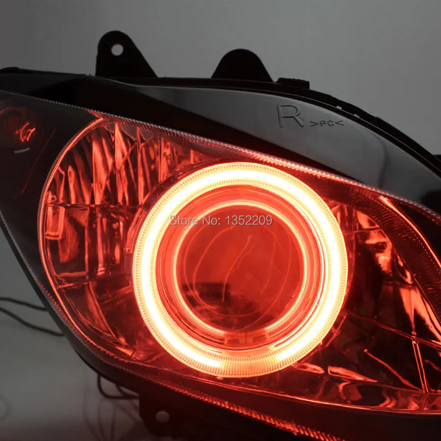 Front Headlight Assembly For Yamaha YZF R1 2000 2001 Motorcycle Accessories Hi/Lo Beam Projector HID Red Angel Eyes Headlamp