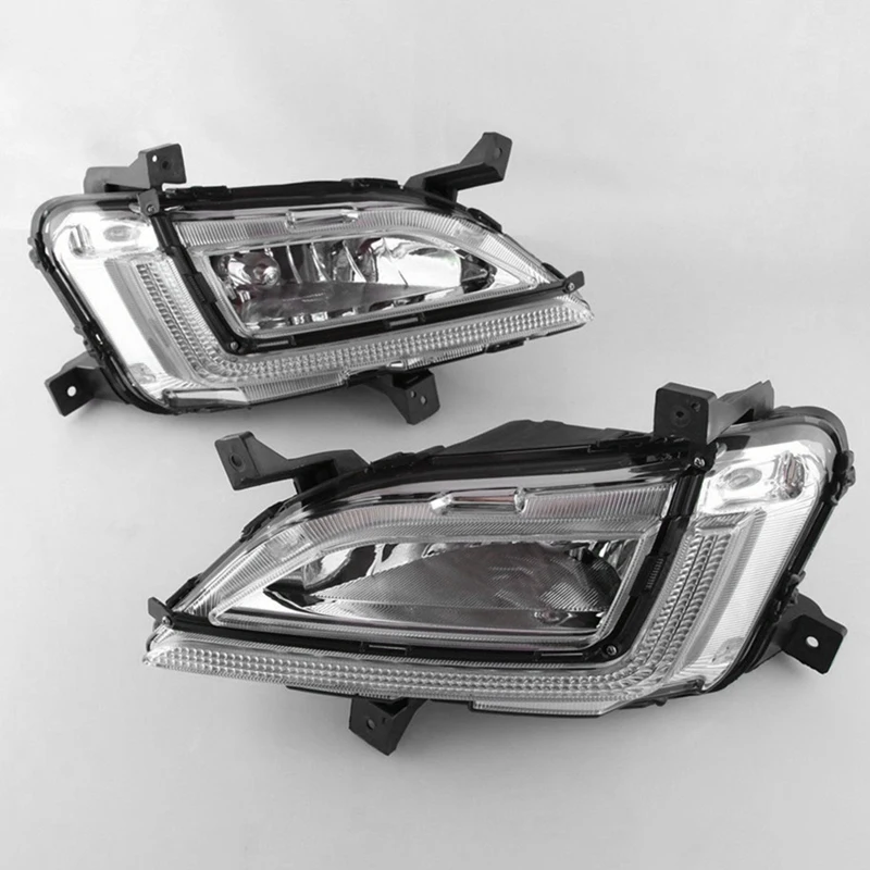 1 Pair Car DRL LED LED Fog Lamp Cover Daytime Running Lights 12V Daylight For Hyundai Tucson 2019 2020