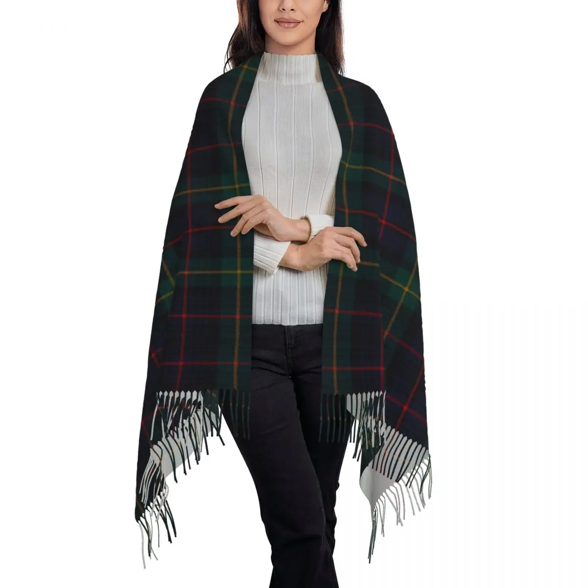 Farquharson Scottish Tartan Scarf Tassel Scarves Women Soft Warm Shawls and Wraps Large Fall Winter Shawl Wrap