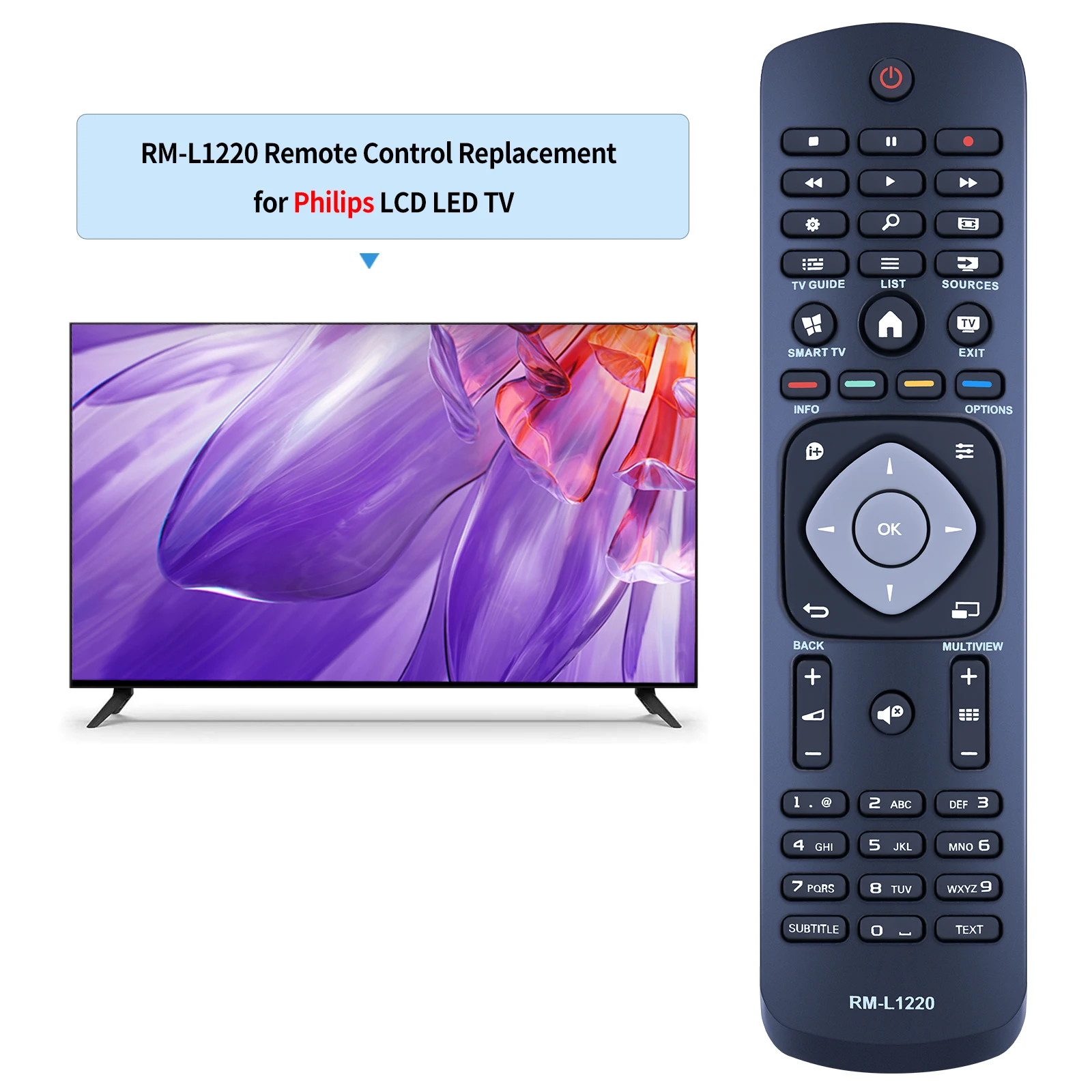 Nuovo RM-L1220 per telecomando TV Philips 55 pus6452/12 49 pus6031s/12 43 pus6031s/12 49 pfs4132/12 49 pfs4131/12 43 pfs4132/12