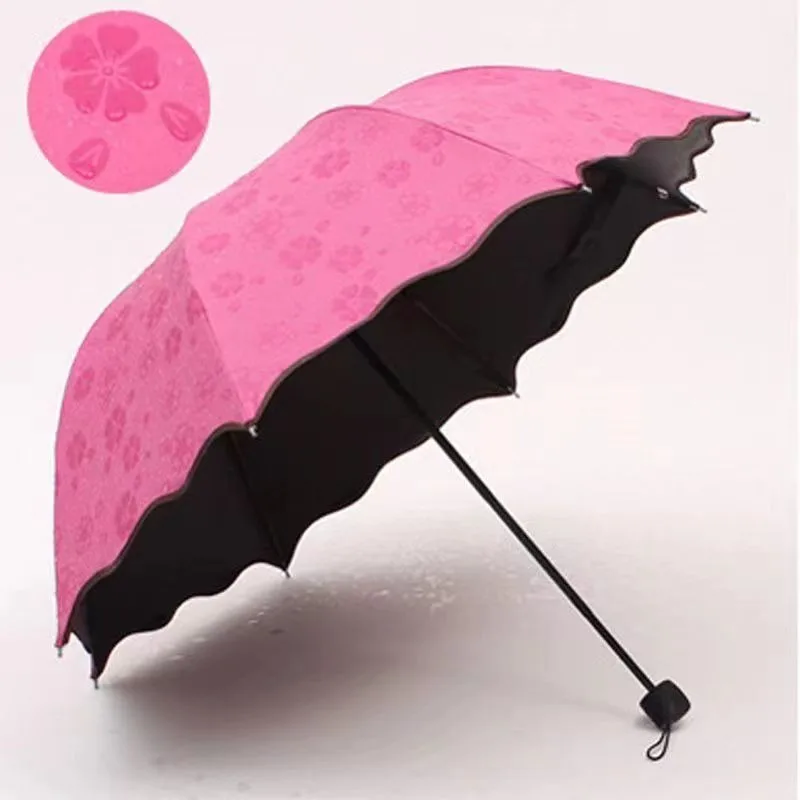 Portable Umbrella Creative Water Flowering Umbrella Ruffled Sunny and Rain Umbrella Windproof UV-proof Manual Vinyl Umbrella