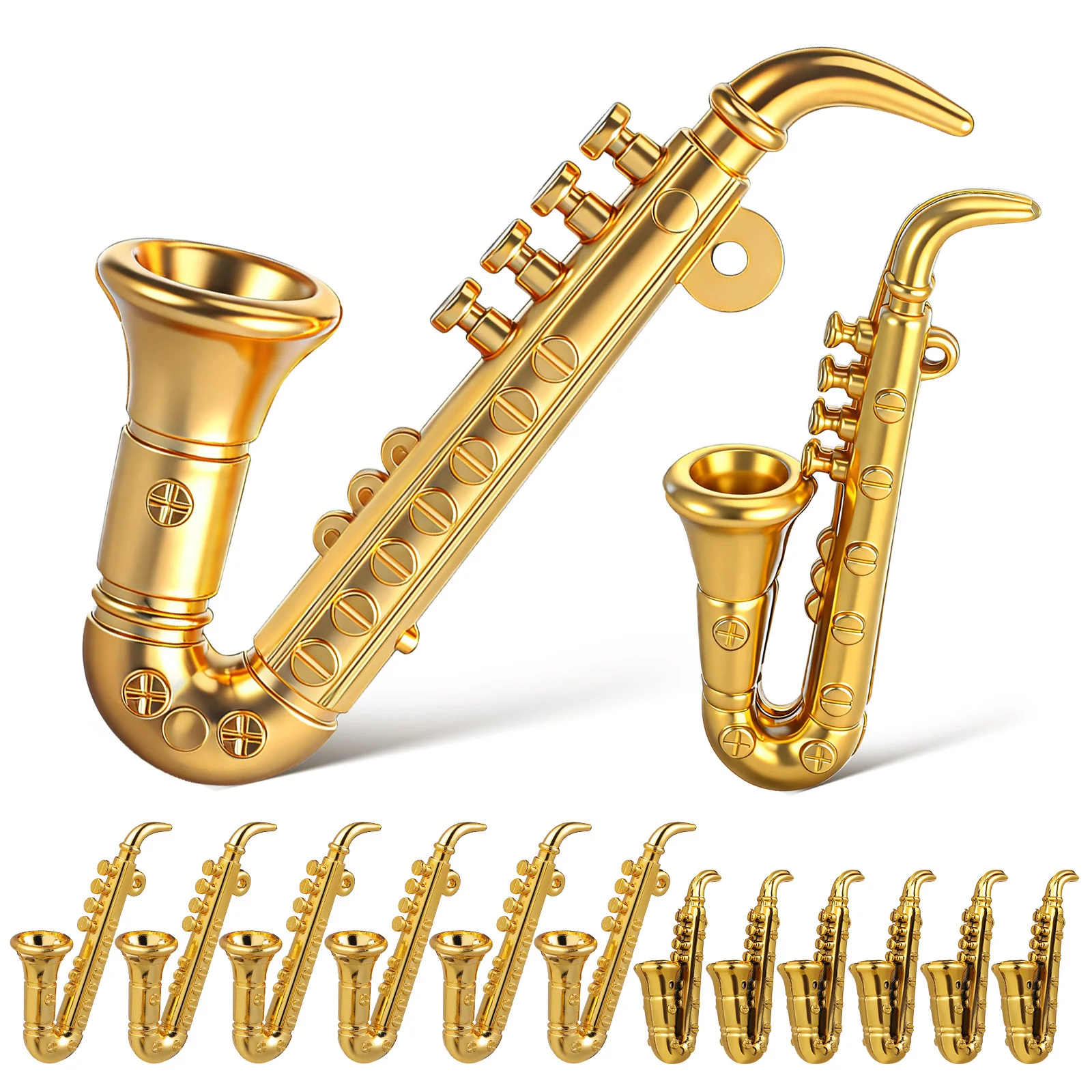

20Pcs Plastic Saxophone Decorations Tiny Size Lightweight Music Theme Ornaments for Xmas Tree Party Desktop Display Use