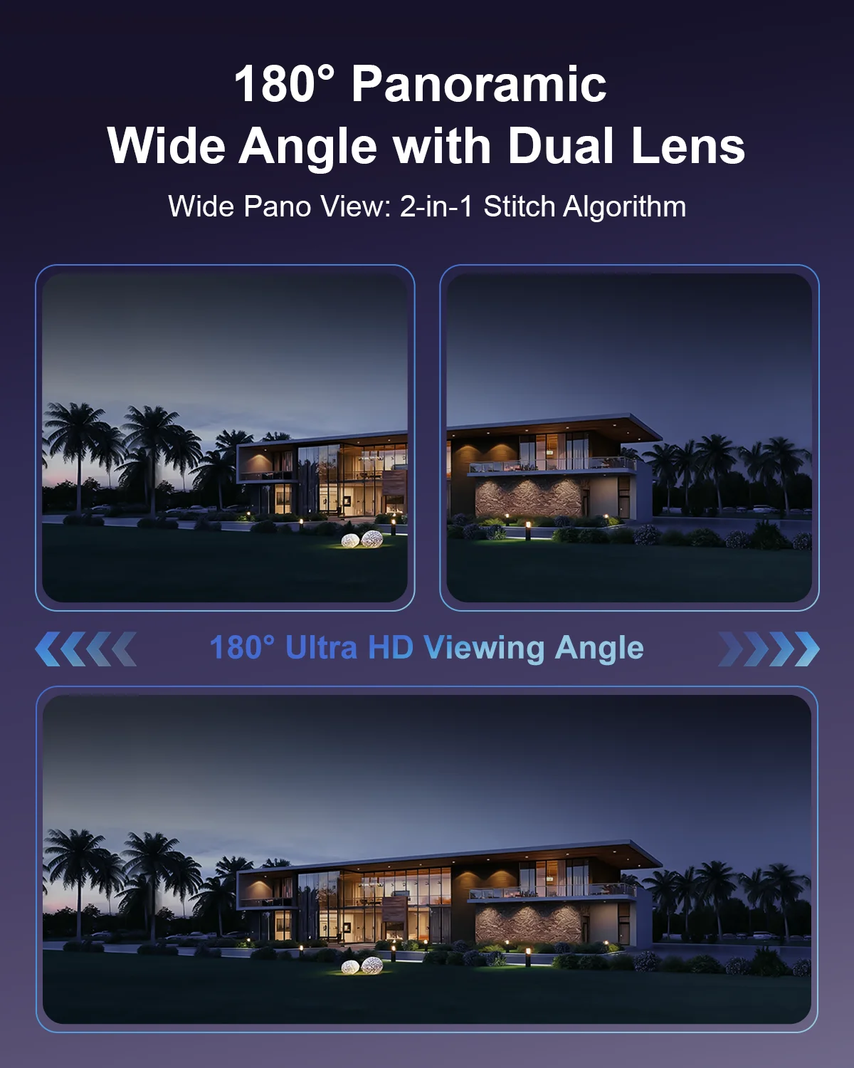 Anpviz 4K Outdoor 180° Panorama Dual-Lens PoE Camera Smart Dual Light Human/Vehicle Detection 2-Way Audio IP66 Full Metal NDAA