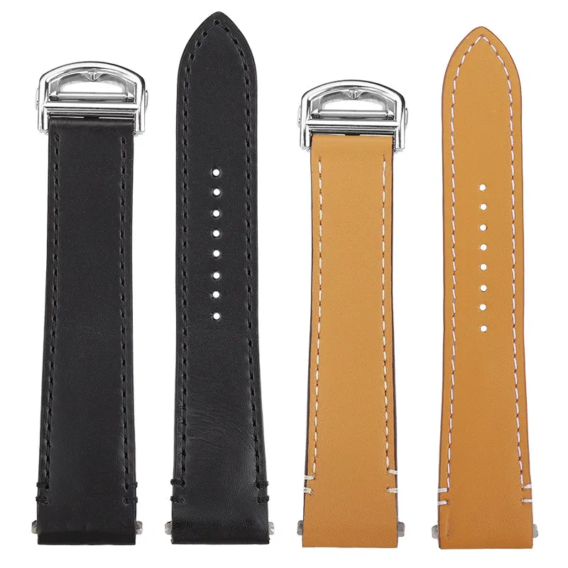 For  Santos WSSA0010 Quick-Release Flat Interface Cowhide Strap for Men Business Genuine Leather Watch Band 21mm