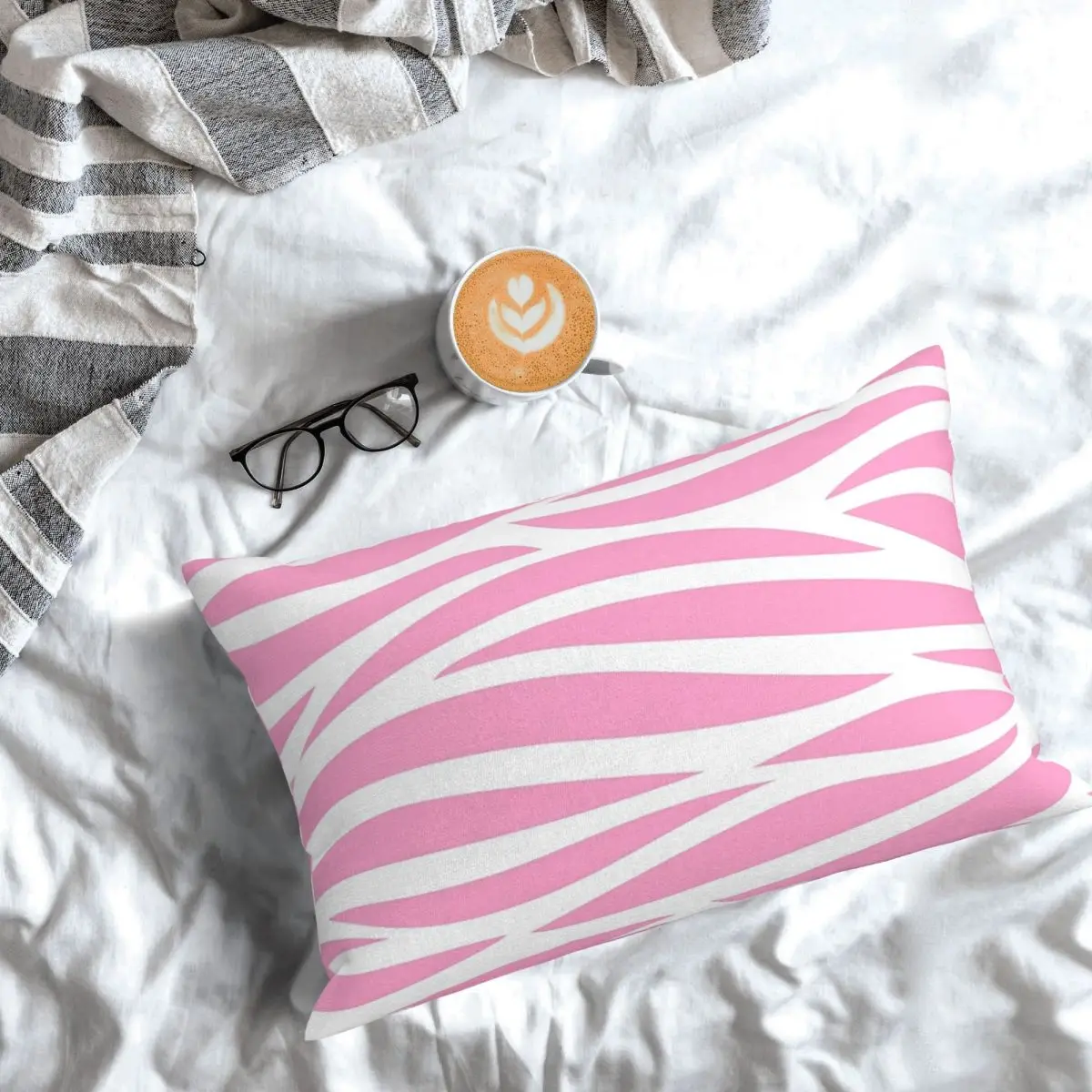 Zebra Pattern Pink Zebra Stripes Rectangle Pillowcase Cushion Cover Decorative Bedroom Bed Home Comfort Throw Pillow