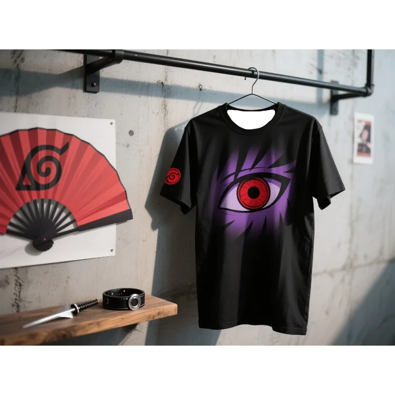 

MOTO-Новая летняя футболка для взрослых Наруто, вдохновленная короткими рукавами и принтом Шаринганна