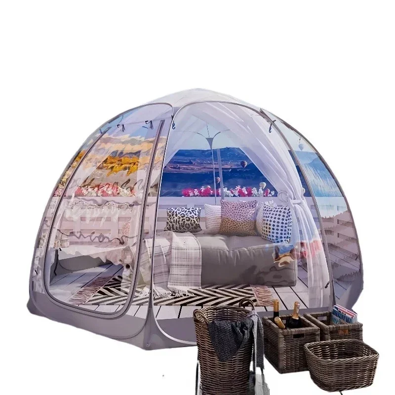 Portable transparent PVC foldable tent waterproof bubble outdoor fishing camping picnic