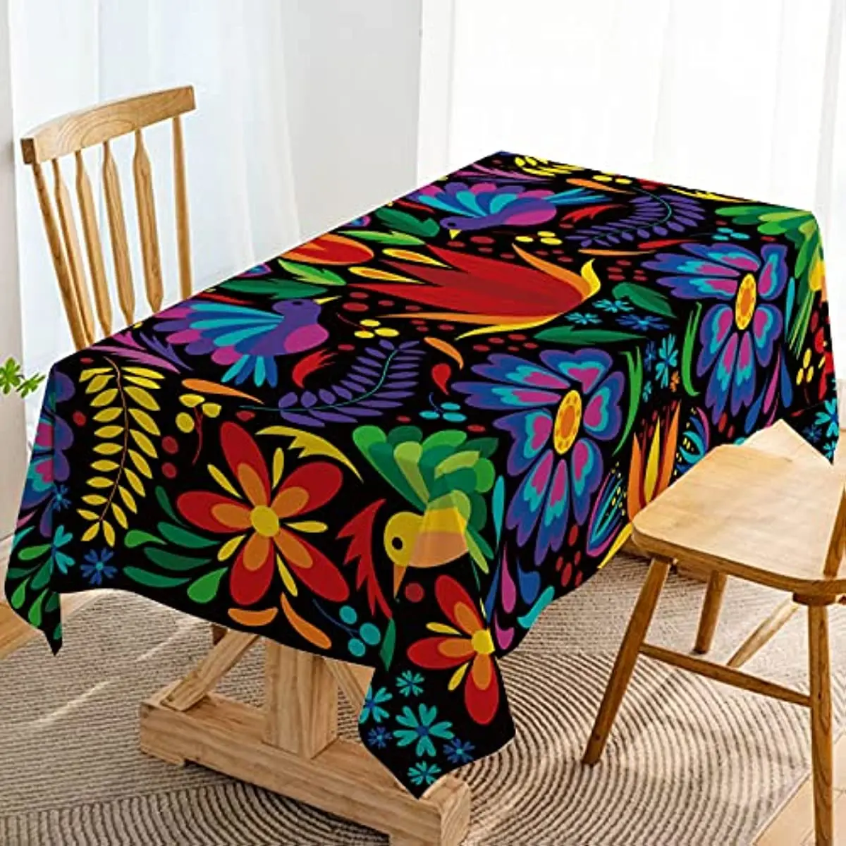 Mexican Fiesta Party Cinco De Mayo Tablecloth Decoration Day of The Dead Table Cover for Home Dining Kitchen Table Decor